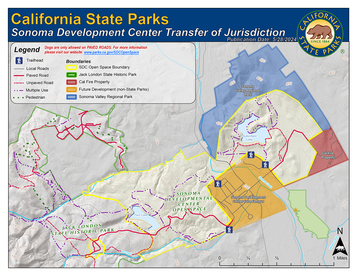 Map of land that has been transferred to California State Parks